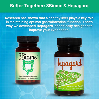 3Biome Natural Probiotic Supplement for Gut Health, Vegan, Gluten-Free 30 Vegetable Capsules Nutreance