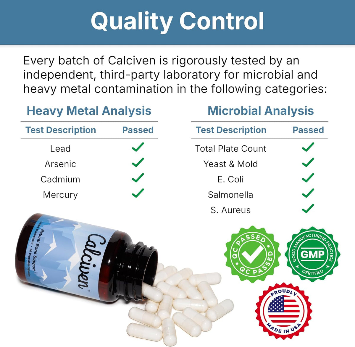 Calciven Natural Bone Support Supplement, Vegetarian, Gluten-Free 30 Vegetable Capsules Nutreance