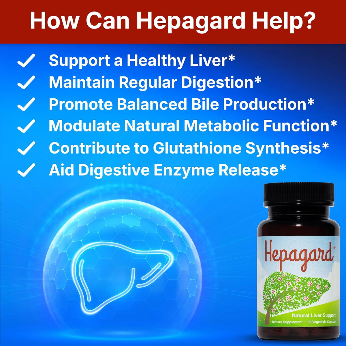 Hepagard Natural Liver Support Supplement with NAC, Vegan, Gluten-Free 30 Vegetable Capsules Nutreance