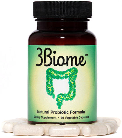 3Biome Natural Probiotic Supplement for Gut Health, Vegan, Gluten-Free 30 Vegetable Capsules Nutreance