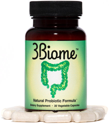 3Biome Natural Probiotic Supplement for Gut Health, Vegan, Gluten-Free 30 Vegetable Capsules Nutreance